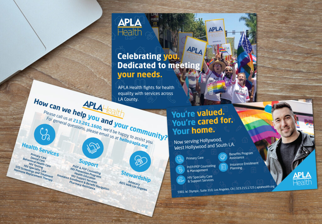 Postcards designed for APLA Health.