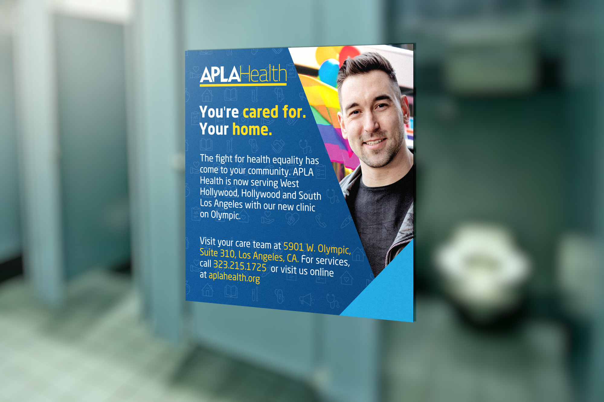 Mirror cling designed for APLA Health.